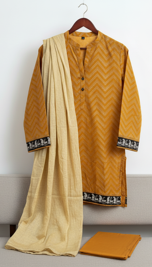 3 Piece Glitter Dyed Lawn