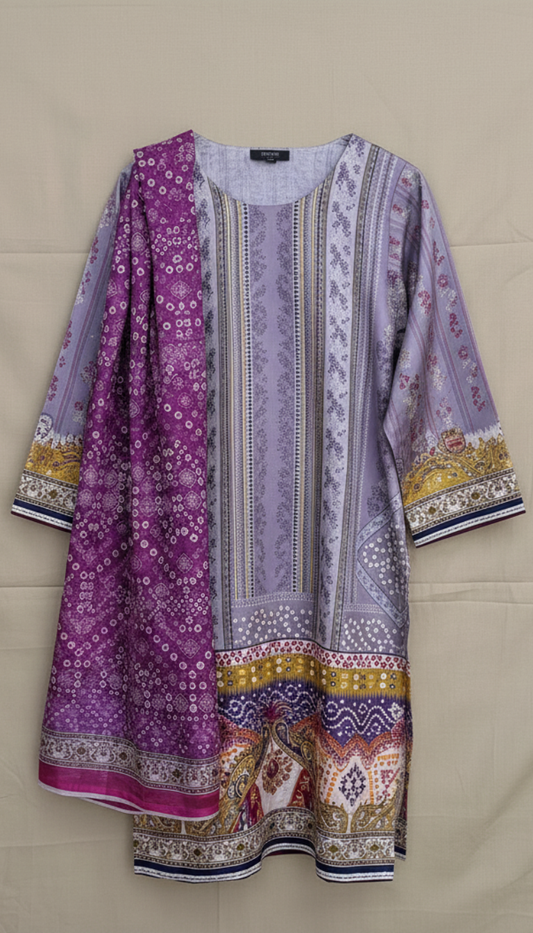 Slik 2 Piece Chunri Print