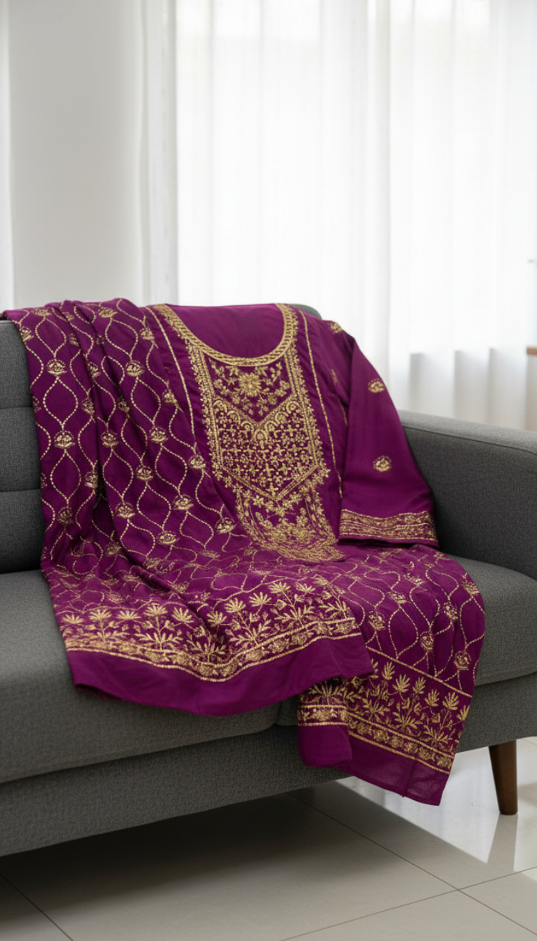 Silk Twisted Unstitched Suit