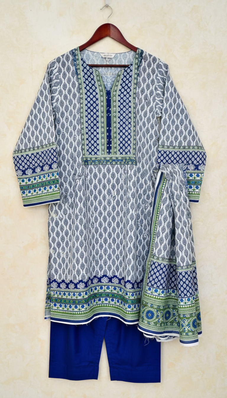 3 Piece Suit Printed Lawn (Cambric Trouser)