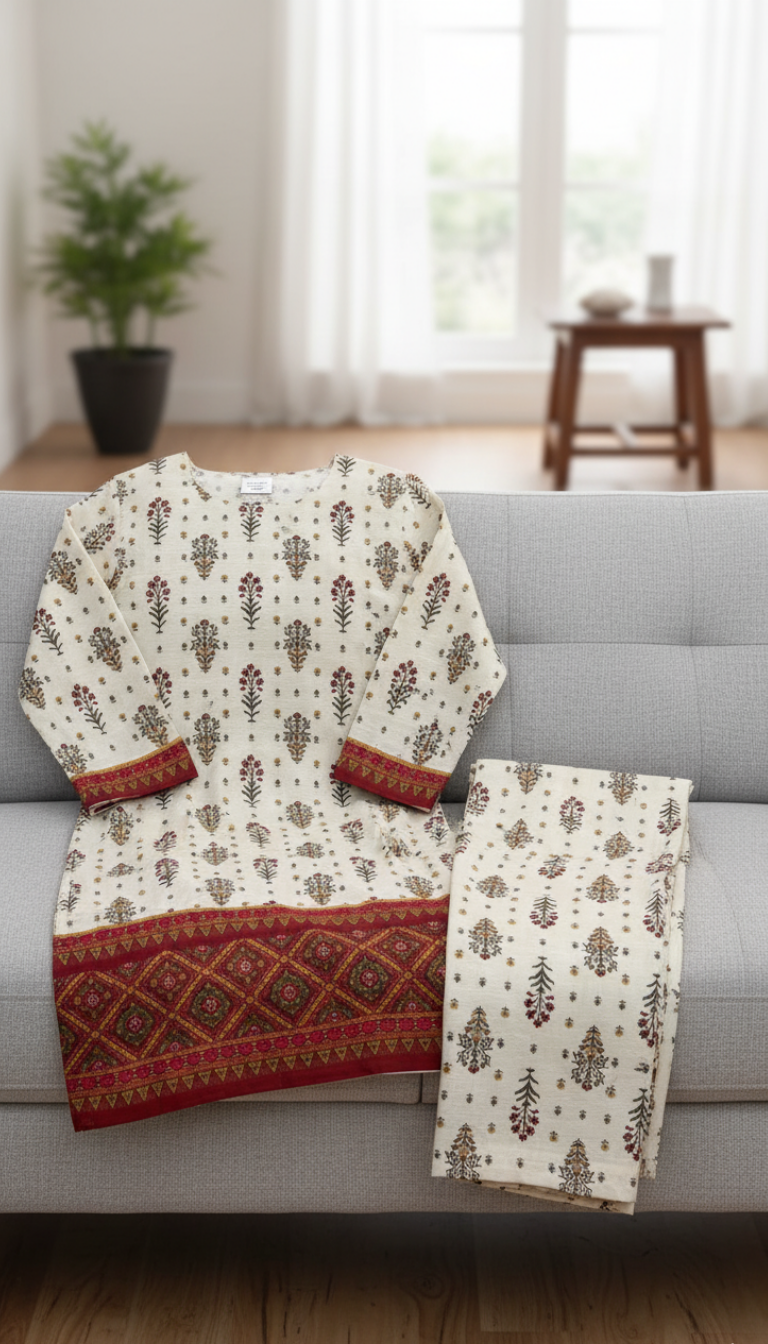 2 Piece Khaddar Printed