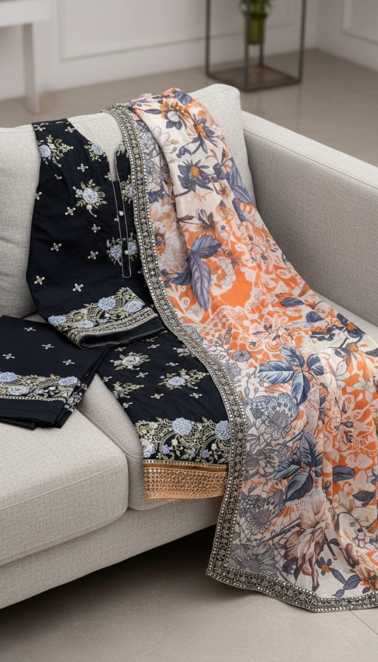 Fancy Embroidered 3 Piece Lawn