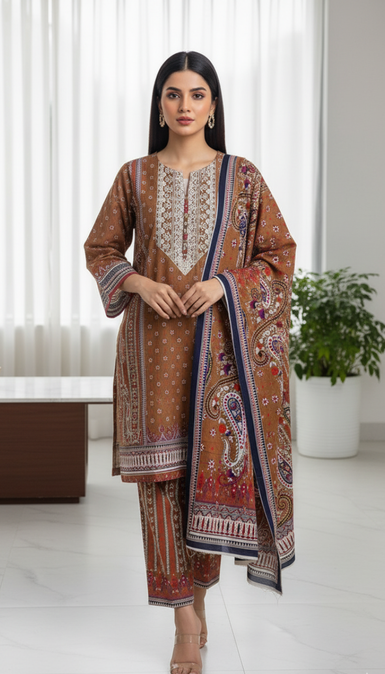 2 Piece Printed Khaddar