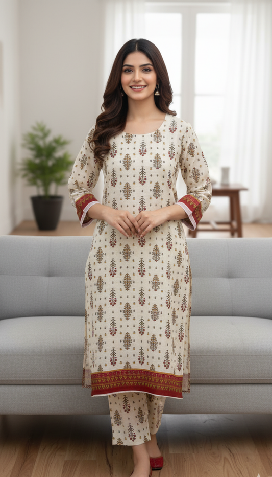 2 Piece Khaddar Printed