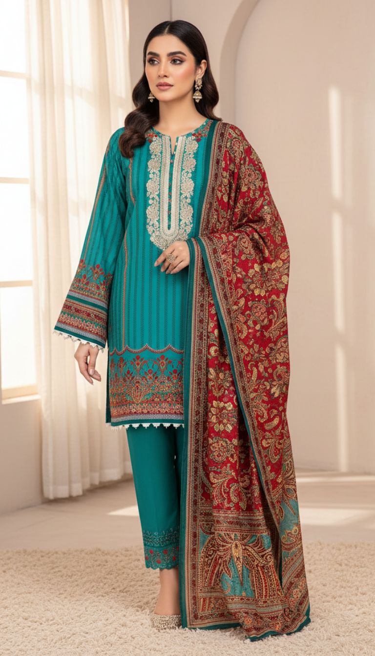 2 Piece Embroided Khaddar
