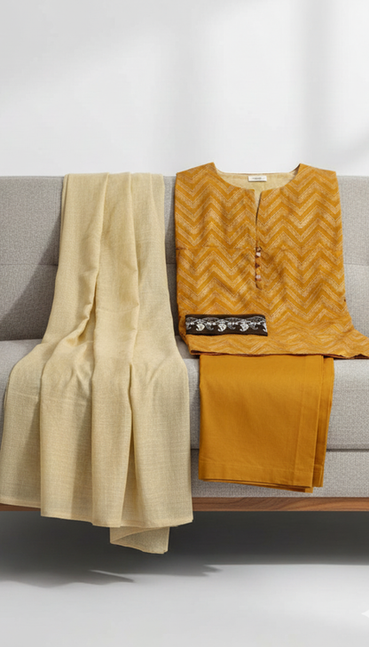 3 Piece Glitter Dyed Lawn